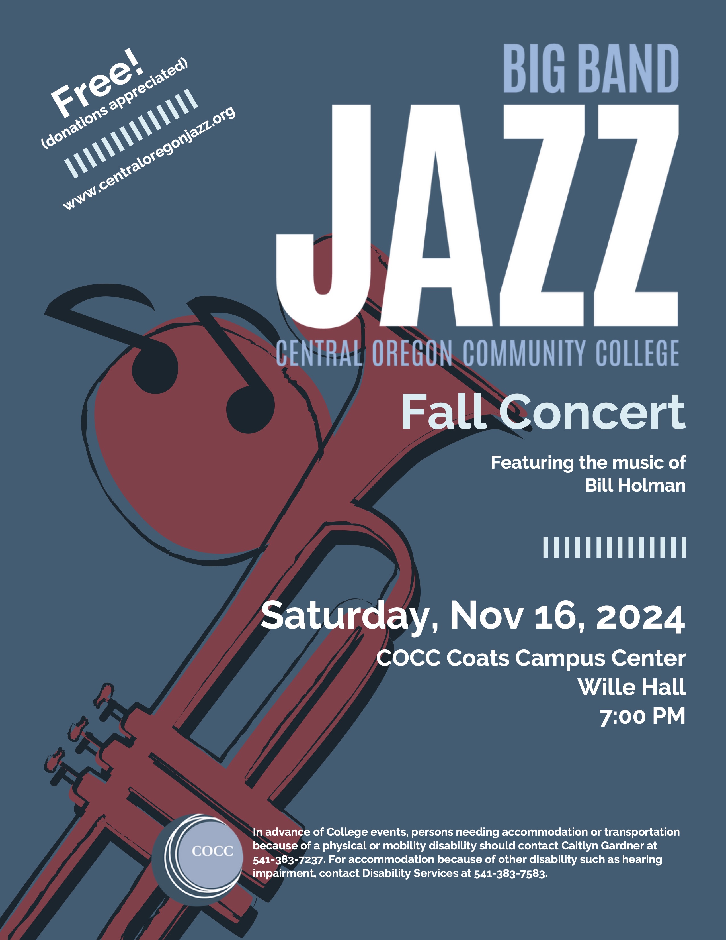 COCC Big Band Jazz Fall Concert 2024 – Central Oregon Jazz
